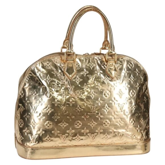 LOUIS VUITTON Monogram Miroir Alma MM Hand Bag Gold Dore - Picture 1 of 15